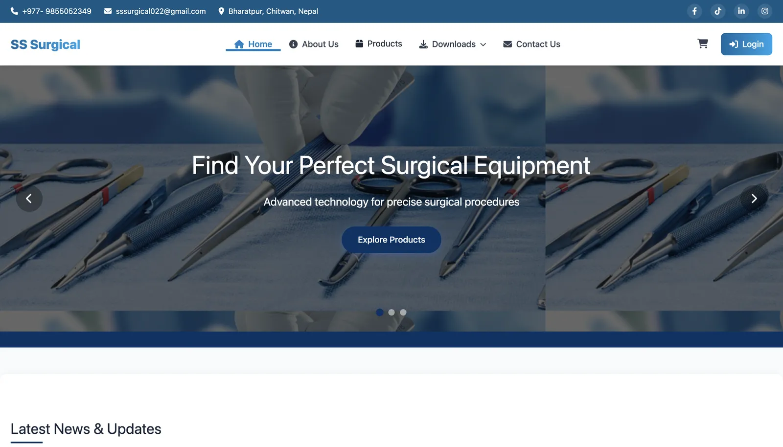 Screenshot of project SS Surgical Solution - a Web application developed by Suraj Khadka